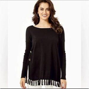 Lilly Pulitzer Women’s Ramona Fringe Sweater in Black Size XXS